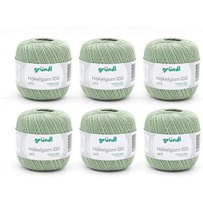 Image de Gründl Fil à crochet 100 uni (fil de coton mercerisé pour le en % coton, g / 566 m, taille d&#039;aiguille : 1,5 2, 6 x g), pistache