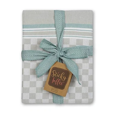 Image de Sticky Toffee Lot de 5 torchons cuisine absorbants 100% coton 45 x 70 cm Gris sarcelle Idéal pour bar et