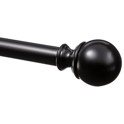 Image de Amazon Basics Tringle à rideau avec embouts ronds, 183 366 cm, Noir