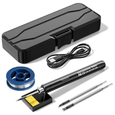 Image de Kit de Fer à Souder sans Fil Treedix, Rechargeable USB, Soudage 8W Avec Trois Embouts Fer, Température Réglable, Electrique pour la Réparation