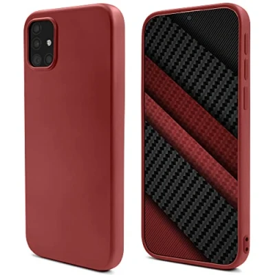 Image de Moozy Lifestyle. Coque conçue pour Samsung A51, rose vintage en silicone liquide avec finition mate et doublure microfibre douce. Neuf
