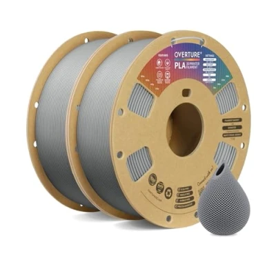 Image de OVERTURE PLA Filament 1.75mm, 2kg Bobine (4.4lbs) 3D Drucker Filament, Précision Dimensionnelle +/ 0.02mm (Gris Clair 1kg*2)