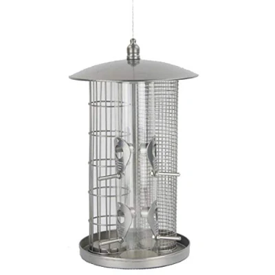 Image de Dehner Natura Triple Distributeur de Nourriture pour Oiseaux Sauvages Station d&#039;alimentation à Suspendre Colonne la des