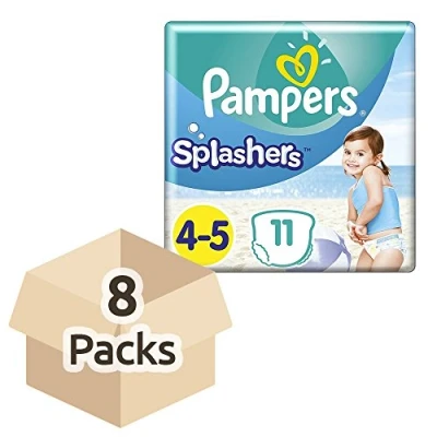 Image de Pampers Couches Culottes de Bain Jetables Splashers Taille 4 5 9 15 kg pour Protection Optimale dans l&#039;Eau, 11 Pièces