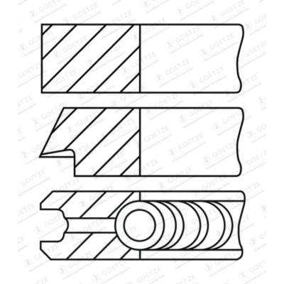 Image de GOETZE ENGINE 08 442900 10 Jeu De Segments Pistons 75 CITROËN: DS3 3 portes, C3 II, DS4 5 PEUGEOT: 308 II 3/5 208 I portes