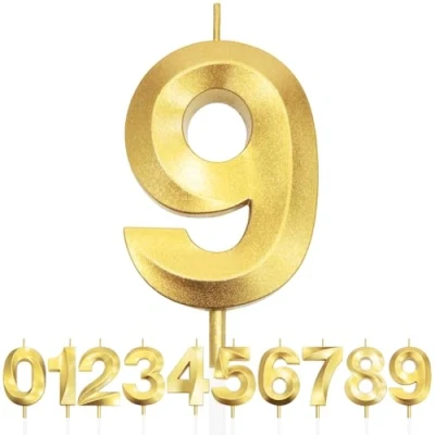 Image de Bougies D&#039;anniversaire pour 9 Ans, 3D Bougie Numéro 9, Numérotées, Décorations de Dessus Gâteau, Gâteau Fête D&#039;anniversaire, Anniversaire Mariage