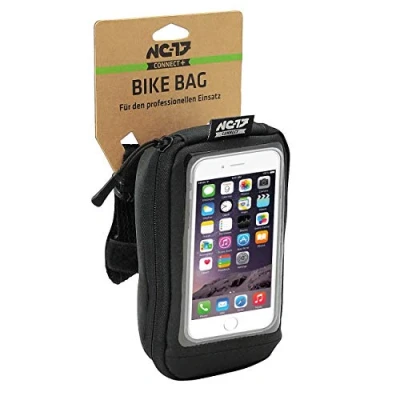 Image de Nc 17 Connect Pochette universelle pour smartphone guidon de vélo avec fermeture Velcro/pour iPhone, Samsung série Galaxy ou max. 7,5 cm x 13 (Housse étui compartiment rangement, 17,5 10,2 5 cm, passage câble)