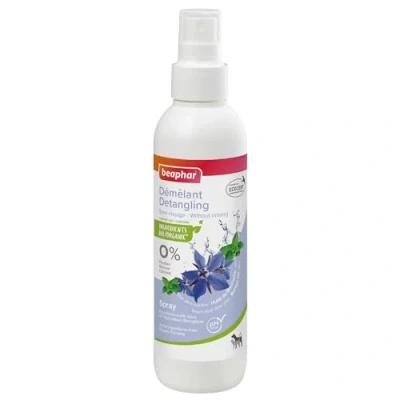 Image de BEAPHAR Spray Démêlant Labellisé ECOCERT pour Chien et Chat Contient de l&#039;Aloe Vera, l&#039;huile Bourrache la Menthe Bio pH Neutre sans Parabène/Silicone/Colorant/Alcool 200 ML