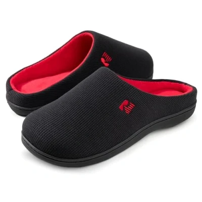 Image de RockDove Chausson en Mousse à Mémoire de Forme Deux Tons pour Homme, 43.5 EU, Noir/rouge