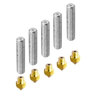 Image de 5pcs 30mm Longueur Extrudeuse 1.75mm Tube et 5 pcs 0.4mm En Laiton Buse Têtes D&#039;impression pour MK8 Makerbot Reprap 3D Imprimantes (5x)