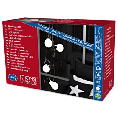 Image de Konstsmide Christmas Guirlande guinguette LED opale ext., 10 lampes