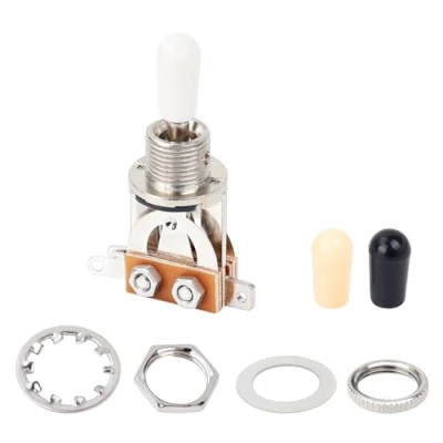 Image de Banworks Interrupteur à bascule métrique 3 voies pour guitare style Les Paul Epiphone EPI LP JT/DWQ 01 Chrome avec pointe blanche