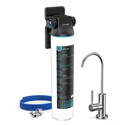 Image de Frizzlife SW20F Système de filtrage l&#039;eau sous l&#039;évier avec robinet en nickel brossé, certifié NSF/ANSI 53&amp;42, réduit à 99,99% le plomb, chlore, mauvais goût et les mauvaises odeurs, 3 ans