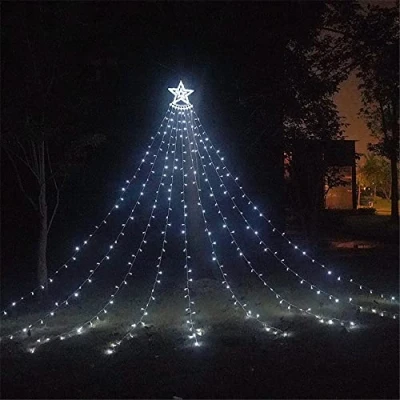Image de Filet Lumineux Solaire Extérieur Guirlande Lumineuses 8 Modes d&#039;Eclairage Balcon Clôture Mesh Fairy Light White