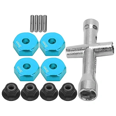 Image de Adaptateur Hexagonal de Roue RC, Camion Voiture RC 12mm 1/10 + écrou Antidérapant Boulon Clé Croisée Pièce Jouet Modèle RC(Bleu)