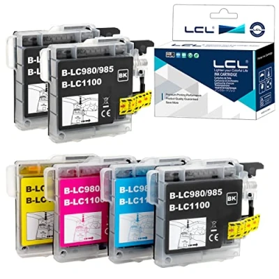 Image de LCL Cartouche d&#039;encre Compatible LC 1100 LC1100 LC1100BK 1100BK LC1100C LC1100M LC1100Y (3Noir 1Cyan 1Magenta 1Jaune) Remplacement pour Brother DCP J140W/145C/165C/185C/195C/197C/365CN/375CW/385C