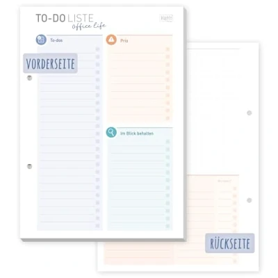 Image de Häfft® Bloc de 50 feuilles listes choses à faire A5 « Office Life » Avec prios, suivi des tâches et espace libre pour les notes Respectueux du climat durable