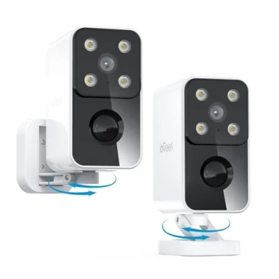 Image de ieGeek 2K Rotation à 180 Camera Surveillance WiFi Exterieure sans Fil Batterie, Vision Nocturne Couleur, Audio Bidirectionnel, Détection de Mouvement AI et PIR, Sirène, IP65, S3, Blanc, 2pcs