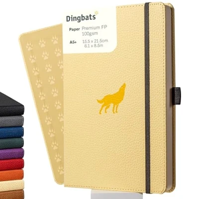 Image de Dingbats Carnet De Notes Moyen Ligné Pour La Faune Sauvage, Loup Crème, A5 Couverture Rigide Papier Crème 100 G/m² Résistant À L&#039;encre