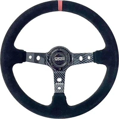 Image de OCC MOTORSPORT VOLANT MODÈLE TRACK ALCANTARA BRAS LOOK CARBONE PLAT COMPLET 90 MM 350 (14 POUCES)