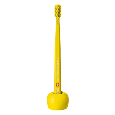 Image de Curaprox Porte Brosse à Dents, Pied de Dents en céramique, Jaune, 1 pièce
