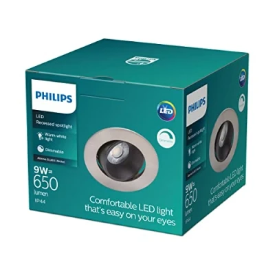 Image de Philips Spot LED encastrable ABROSA, intensité variable, 9W, Nickel