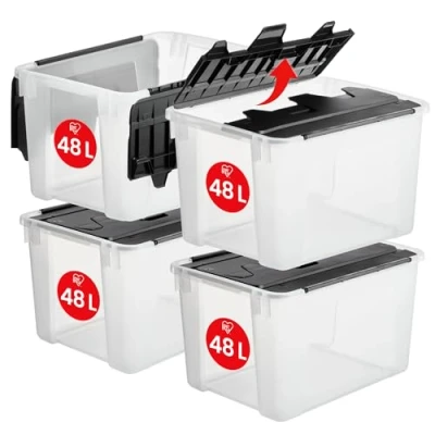 Image de Boite de rangement en plastique IRIS OHYAMA CWL 48 48L Transparent
