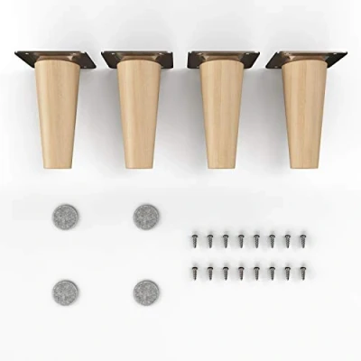 Image de Pieds de meuble en bois sossai® Clif Round Finition à l&#039;huile Hauteur: 10 cm HMF1 rond, conique (version droite) Matériau: massif (hêtre) pour chaises, tables, placards, etc.