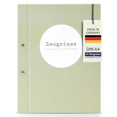 Image de goldbuch 36112 Porte documents en lin avec fermeture à vis et 12 poches Vert pastel Format A4 24 x 31 1,5 cm