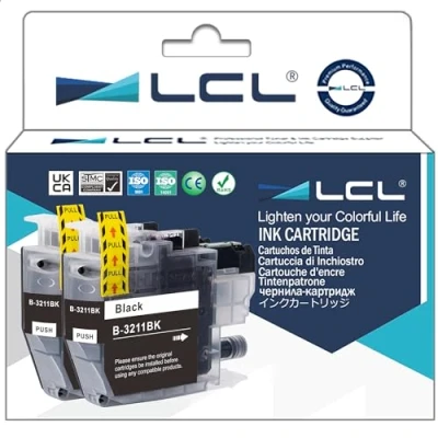 Image de LCL Cartouche d&#039;encre Compatible LC 3211 LC3211 3211BK LC3211BK (2 Noir) Remplacement pour Brother DCP J770 J772DW J774DW MFC J890DW J895 J497DW J572DW J491DW