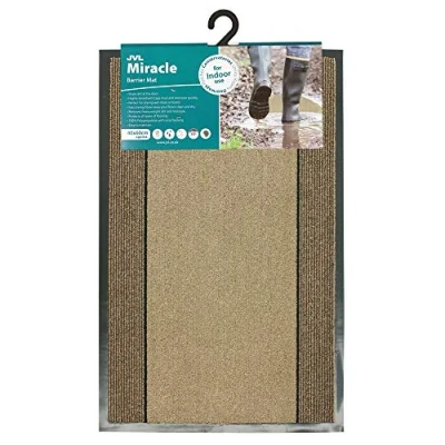 Image de JVL Paillasson Miracle Beige à Rayures Marron 40 x 60 cm, Poils en polypropylène avec Dos Vinyle