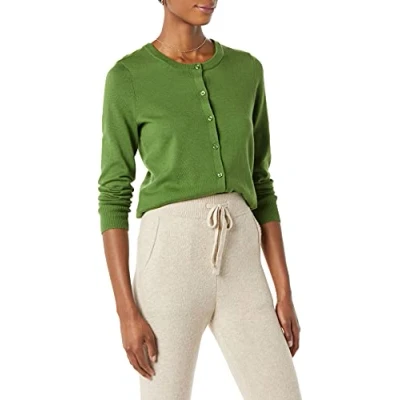 Image de Amazon Essentials Gilet Col Rond Léger (Grandes Tailles Disponibles) Femme, Vert Sauge, XS