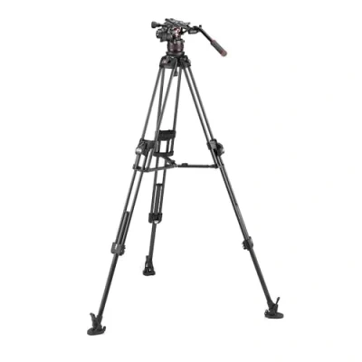 Image de Manfrotto Rotule Vidéo Fluide 612 Trépied Ultraléger Flexible Rapide 645 Double Tube Carbone Kit Professionnel Appareil Photo Reflex, Numérique, Vlogging Charge ADM.18kg