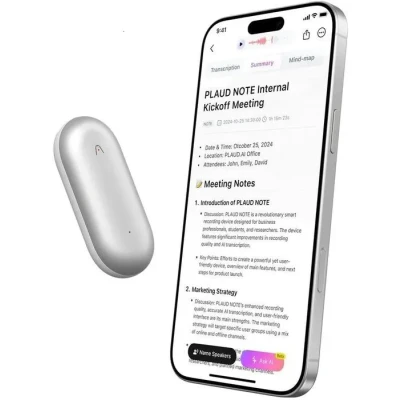 Image de PLAUD NotePin enregistreur vocal IA avec kit, prise en charge de la transcription et du résumé Neuf