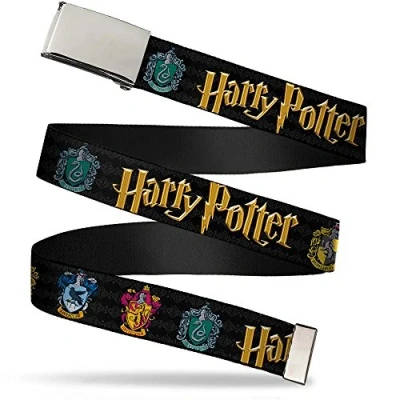 Image de Buckle Down Ceinture en Toile 3,2 cm, Harry Potter Poufsouffle/Serdaigle/Gryffondor/Serpentard Noir, 1.25&quot; Wide Fits up to 42&quot; Pant Size Mixte
