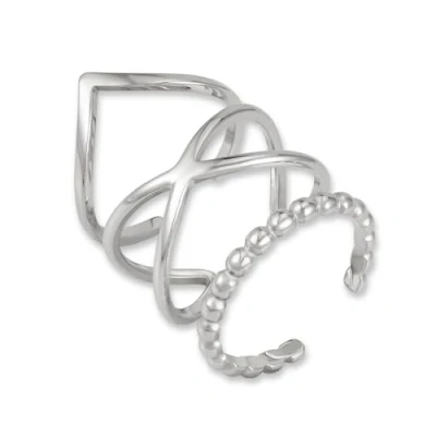 Image de GD GOOD.designs EST. 2015 Ensemble de Bagues en argent pour femmes acier inoxydable Ajustables et étanches empilables 3 pièces Incl. boîte cadeau