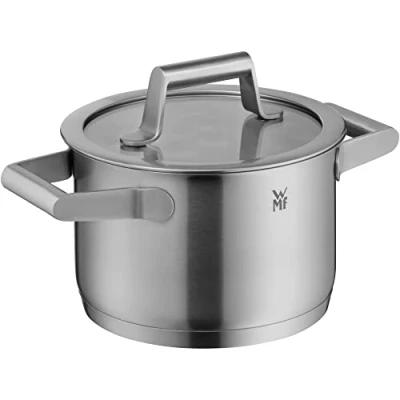 Image de WMF Comfort Line Petite marmite 16 cm avec couvercle en verre Compatible induction 1,9 l Acier inoxydable Cromargan mat Graduation intérieure Empilable Non revêtu