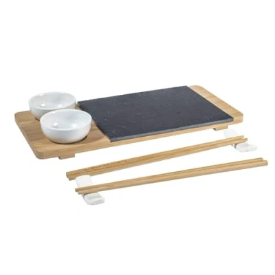 Image de H&amp;h sushi box 10 pezzi in ardesia e bambu&#039; 14x30cm