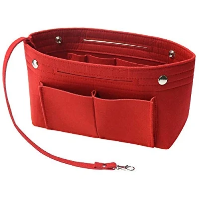 Image de Soyizom Felt Sac à Main Organisateur Liner Shaper Insert dans Un avec Porte clés pour Speedy Neverfull, 8 Couleurs (Rouge，Petit)