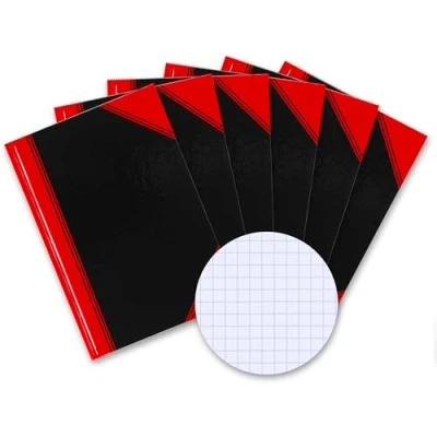 Image de Bantex Lot de 6 carnets A4 quadrillés 192 pages 70 g/m² Couverture rigide Noir