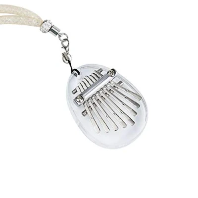 Image de Alnicov piano à pouce Kalimba 8 touches, doigts en acrylique transparent Super MiNi avec cordon adapté aux débutants anniversaire de Noël et autres occasions (forme ovale)