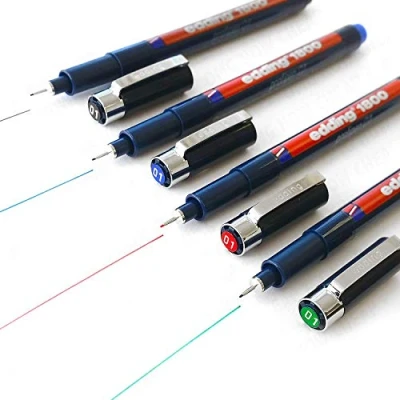 Image de Edding 1800 profipen Pigment Liner Stylo à pointe fine dessin 0,1 mm [Lot de 4 Noir, Bleu, Rouge, Vert,]