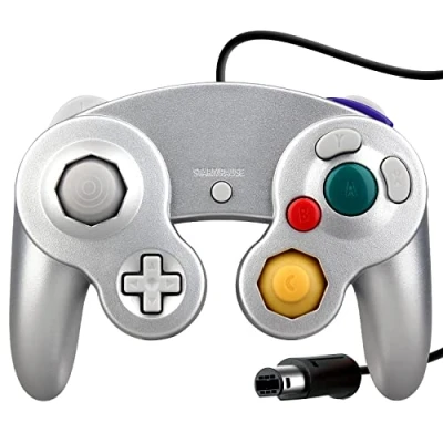 Image de OSTENT Wired Choc Classique Controller Gamepad Joystick Joypad Compatible pour Nintendo GameCube NGC Wii Console Jeux Vidéo Couleur Argenté