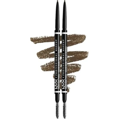 Image de NYX Professional Makeup Crayon à Sourcils Micro Brow Pencil, Ultra Fin Double Embout avec Mine Rétractable et Goupillon, Lot de 2, Teinte : Ash Brown (05)