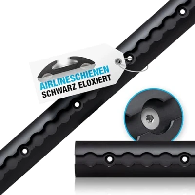 Image de NTG Rails d&#039;aviation en aluminium semi circulaire, 0,5 à 20 m, rail pour sécuriser la charge camions et camping cars, percé anodisé noir, 0,5/1/2 m (1 (2 x m)