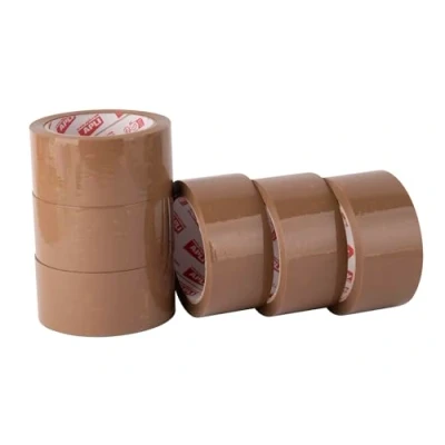 Image de APLI 19907 Lot de 6 rouleaux ruban adhésif d&#039;emballage en polypropylène acrylique pour tous types d&#039;utilisation Marron 48 mm x 66 m 25 µm