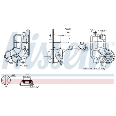 Image de NISSENS 996288 Vase d&#039;Expansion 1,9 avec cache AUDI: A6 C6 Berline, Avant, Allroad