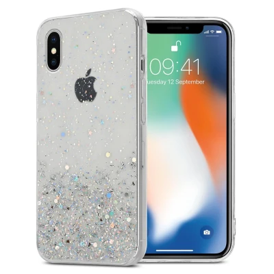 Image de Coque pour Apple iPhone XS MAX en Transparent avec paillettes Housse de protection Étui silicone TPU flexible scintillantes Neuf