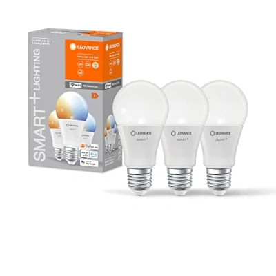 Image de LEDVANCE Lampe LED intelligente avec technologie WiFi, E27 base, optique dépolie ,Couleur de lumière modifiable (2700K 6500K), 806 Lumen, Remplacement la traditionnelle 60W Ampoules 3 Pack