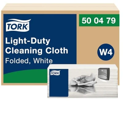 Image de Tork Chiffons de nettoyage léger, Blancs W4, s&#039;utilisent humides ou secs, 4 x 120 chiffons, 500479
